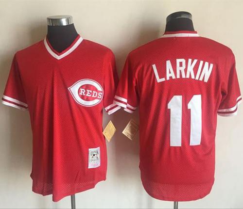 Mitchell And Ness Reds #11 Barry Larkin Red Throwback Stitched MLB Jersey